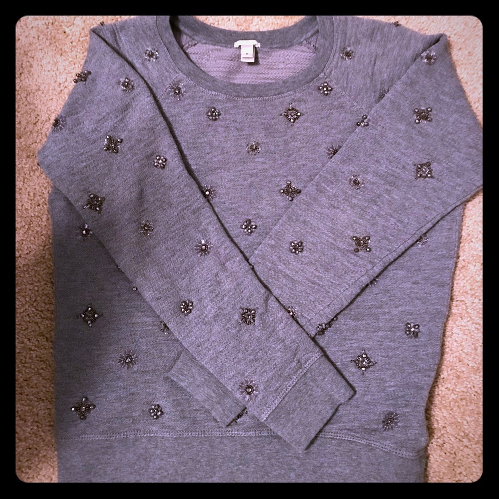Grey sweatshirt with jewels and sequins✨
